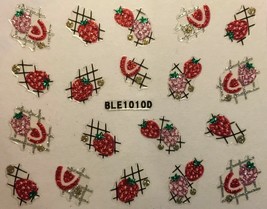 Nail Art 3D Glitter Decal Stickers Strawberries Strawberry Fruit Tips BLE1010D - £2.47 GBP