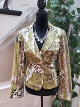 Vintage Betu Sport Green Tan Floral Paisley Single Breasted Blazer Jacke... - $44.55