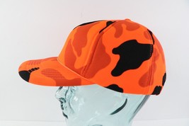Vintage 90s Rockabilly Roped Foam Bright Orange Camouflage Snapback Hat Cap - £18.15 GBP