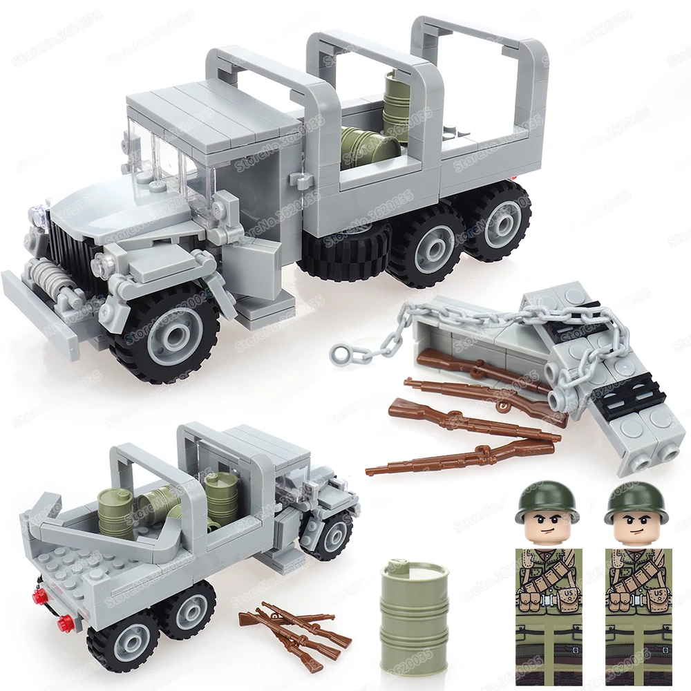 US military WW2 Building Block GMC CCKW Truck Assemble Transportation Figures - £23.69 GBP