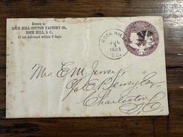 Rock Hill Cotton Factory Co. Rock Hill, SC Advertising Envelope 1893 Ant... - $276.61 MXN