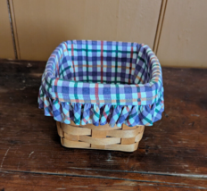 Longaberger 2001 Small 5&quot;x5&quot;x4.5&quot; Square Basket with Checkered Liner EUC - $14.50