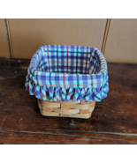 Longaberger 2001 Small 5&quot;x5&quot;x4.5&quot; Square Basket with Checkered Liner EUC - $14.50