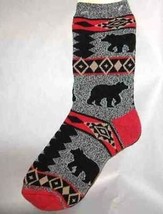 Wildlife Animal BEAR Blanket Adult Cushioned Socks size Large 10-13 - £7.96 GBP
