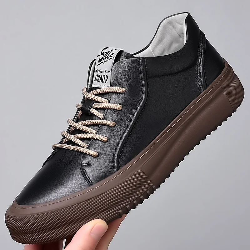 Men&#39;s Casual Leather Shoes Spring Men&#39;s Shoes Comfortable Low Top Work Shoes Mal - £72.76 GBP