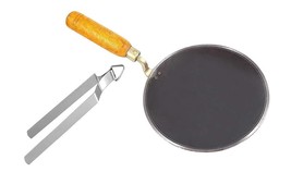 Iron, Lokhand Roti/Chapati Tawa with Wooden Handle - Size 9&quot; &amp; one Steel... - $21.50