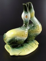 Vintage HULL PORCELAIN DUCKS PLANTER USA 95 Pottery Duck Couple Green 2 ... - $11.08