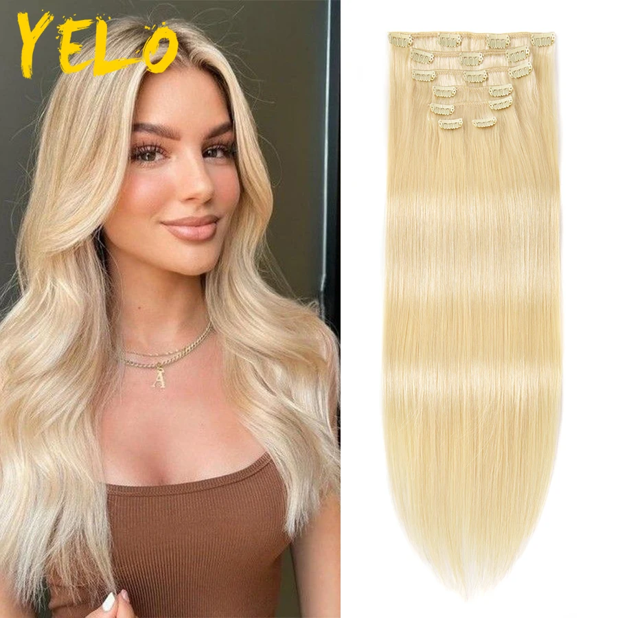 Yelo 14&quot;-26&quot; Clip In Human Hair Extensions Brazilian Real Unprocessed Remy - $36.09+