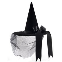 HMS Mini Velour Witch Hat with Veil, Black, One Size - £24.34 GBP