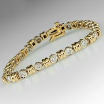 9.65CT Bezel Set Diamond Christmas Party Wear Bracelet 14K Yellow Gold Over - £134.33 GBP