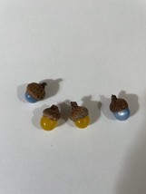 Lot of 4 Blue and Yellow Beads with Acorn Caps Acorn Beads for Crafts - £5.40 GBP