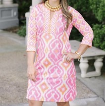 Gretchen Scott jersey split neck - kitt ikat in PINK/ORANGE - $65.00