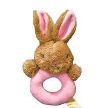 Dan Dee Bunny Rabbit Baby Rattle Ring Plush Pink Brown Easter 7 Inch MTY Int'l - $4.88