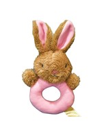 Dan Dee Bunny Rabbit Baby Rattle Ring Plush Pink Brown Easter 7 Inch MTY... - £3.89 GBP