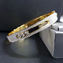 6 Ct Round Cut 7 Inch Diamond Bangle Bracelet Women&#39;s 14K Yellow Gold Fi... - $499.99