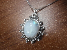 Moonstone Starburst 925 Sterling Silver Oval Pendant h125-8 - £11.30 GBP