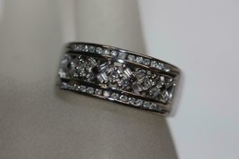 14K White Gold Diamond Filigree Graduated Anniversary Wedding Band Ring Size 7 - £835.94 GBP