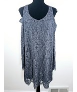Chaser Lace Mini Dress Womens L Bell Sleeves Lined Open Back Cold Should... - $26.07