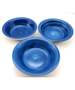 Royal Norfolk Blue Swirl Bowls Soup Cereal Stoneware 7.5&quot; D Set 3 Greenb... - £15.18 GBP