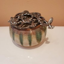 Metzke Pewter Potpourri Jar Lid, Hummingbird & Flowers Bowl Cover Coaster Trivet image 7