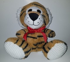 Hug Fun Tiger Plush 8&quot; Stuffed Animal Toy Red Bow Valentine&#39;s Day - £12.10 GBP