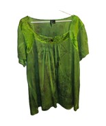 Women&#39;s 2 XL Jeweled  Neckline SS Green Floral  Soft  Bejeweled - $149.45 MXN
