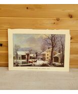 Vintage 1957 Currier &amp; Ives Lithograph Winter Time At Jones Inn Calendar... - $70.77 CAD