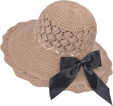 Selufiko Summer Sun Hat Women Wide Brim UV Protection Straw Windproof Ro... - $28.16 CAD
