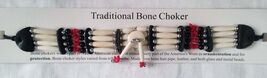 HAND CRAFTED RED STONE FOUR ROW BUFFALO BONE CHOKER #544 native style je... - $17.75
