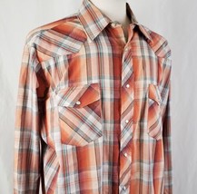 Wrangler Western Shirt XL Pearl Snaps Plaid Poly Cotton Cowboy Rodeo Rockabilly - £17.17 GBP