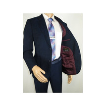 Men ZACCHI Velour Velveteen Hounds tooth Blazer Sport Coat DUANE 74521 Navy Blue image 15