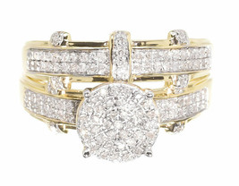 1.49 ct Diamond Round Bridal Set Wedding Engagement Ring 14k Yellow Gold Finish - £81.01 GBP
