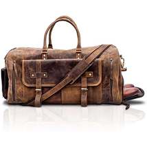 FR Fashion Co. 20&quot; Men&#39;s Distressed Leather Duffle Bag - £170.27 GBP