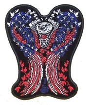 JUMBO 9&quot;X8&quot;  AMERICAN FLAG WINGS engine JACKET BACK PATCH#105 EMBROIDERED - $20.89