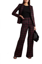 Alice + Olivia mya notch collar twill blazer in Black/Perfect Ruby - size 0 - $286.11