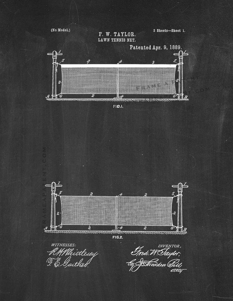 Lawn Tennis Net Patent Print - Chalkboard