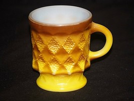 Vintage Anchor Hocking Fire King Kimberly Yellow Cup Mug Milk Glass Diam... - £10.24 GBP