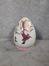 Vtg Holly Hobby Egg Shaped Ceramic Lantern Dan Dee Kitty Cat Bird - £12.58 GBP