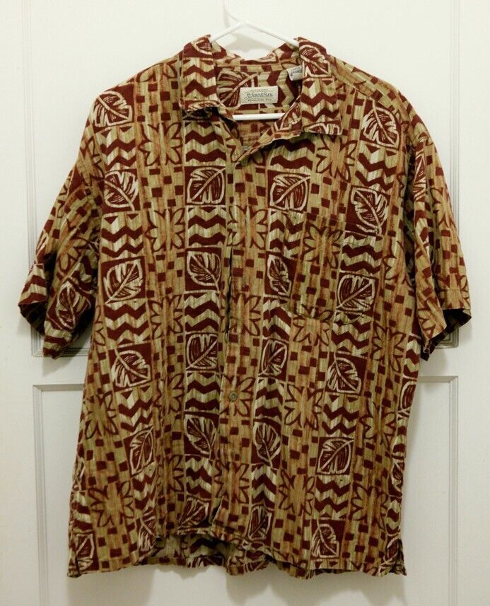 Hawaiian Style Shirt - Jungle and tribal print Pattern Print - Sz L - $18.78