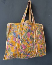 100% Pure Cotton Hand Block Floral Print Handmade Kantha Tote Shopping Bag - £39.15 GBP