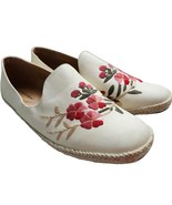 NEW Embroidered ComfortView Baylee Loafers 9.5 White Hemp Pink Flowers - £19.86 GBP