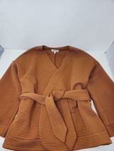 Madewell Texture &amp; Thread Terra Cotta Copper Quilted Wrap Jacket Top Sz Small - £30.53 GBP