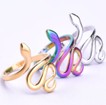 Stainless Steel Creative Serpent Snake Adjustable Design Ring (Size 6-8) - $10.99