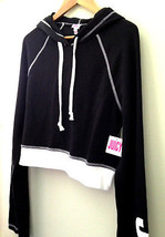 NWT JUICY Juicy Couture Pitch Black Track Cropped Hooded Sweatshirt Top S - £25.89 GBP