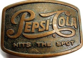 Pepsi Belt Buckle Vintage Used? Bronze Color Pepsi-Cola Hits The Spot Advertise - £47.47 GBP