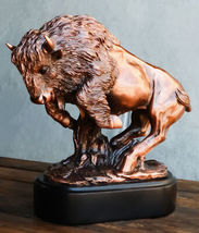 Ebros Western Large Angry Charging Bison Statue in Bronze Electroplated ... - $218.99