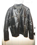 BLACK RIVET Heavy Polyvinyl Cafe Racer JACKET Mens Size L Brown zip insu... - $643.06 MXN