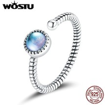 WOSTU 925 Sterling Silver Original Ring Adjustable Size Moonlight Lover Rings Fi - £14.90 GBP