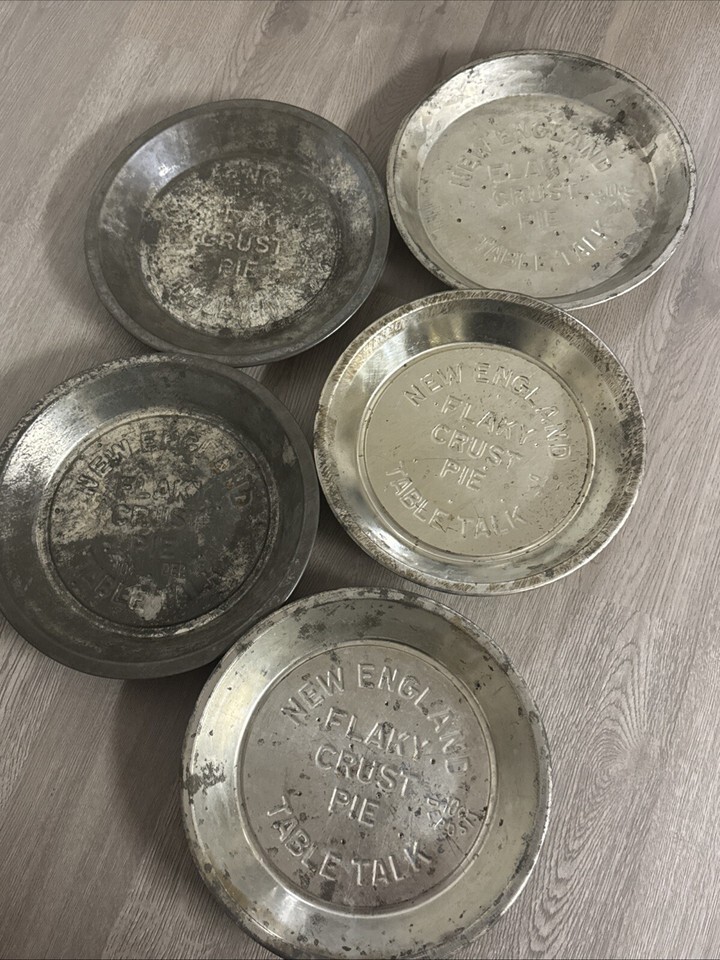 Vintage Lot Of 5 Antique Pie Tin New England Table Talk Flaky Crust Amer... - $24.75 Vintage Lot Of 5 Antique Pie Tin New England Table Talk Flaky Crust Amer... - $24.75