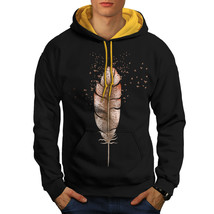 Wellcoda Soft Bird Feather Mens Contrast Hoodie, Delicate Casual Jumper - £31.42 GBP
